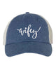 Embroidered Wifey/Hubby Pigment-Dyed Trucker Hat – Anniversary Gift Cap by Adorb Custom Tees