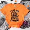 I Like Her Pumpkins & His Broomstick Shirts | Funny Matching Halloween Couple T-Shirts by Adorb Custom Tees