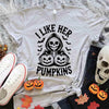 I Like Her Pumpkins & His Broomstick Shirts | Funny Matching Halloween Couple T-Shirts by Adorb Custom Tees