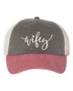 Embroidered Wifey/Hubby Pigment-Dyed Trucker Hat – Anniversary Gift Cap by Adorb Custom Tees