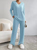 Ribbed Knit V-Neck Top and Pants Set by Wild and Free Boutique