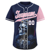 Custom Blue Pink Skull Fashion Personalized Authentic Baseball Jersey BSBJ01-D017145