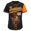 Custom Black Orange Skull Fashion Personalized Authentic Baseball Jersey BSBJ01-D017156