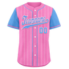 Custom Pink Blue Stripe Fashion Personalized Authentic Baseball Jersey BSBJ01-D017229