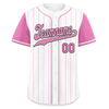 Custom White Pink Stripe Fashion Personalized Authentic Baseball Jersey BSBJ01-D017225