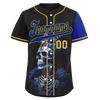 Custom Black Blue Skull Fashion Personalized Authentic Baseball Jersey BSBJ01-D017147