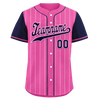 Custom Pink Blue Stripe Fashion Personalized Authentic Baseball Jersey BSBJ01-D017228