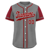 Custom Gray Red Raglan Sleeves Personalized Authentic Baseball Jersey BSBJ01-D017177