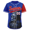 Custom Blue Red Skull Fashion Personalized Authentic Baseball Jersey BSBJ01-D017146