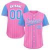 Custom Pink Blue Stripe Fashion Personalized Authentic Baseball Jersey BSBJ01-D017229