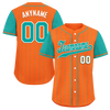 Custom Orange Cyan Stripe Fashion Personalized Authentic Baseball Jersey BSBJ01-D017234