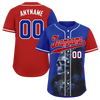 Custom Blue Red Skull Fashion Personalized Authentic Baseball Jersey BSBJ01-D017146