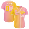 Custom Yellow Pink Gradient Fashion Personalized Authentic Baseball Jersey BSBJ01-D0a7aac