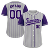 Custom Gray Purple Stripe Fashion Personalized Authentic Baseball Jersey BSBJ01-D017253