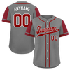 Custom Gray Red Raglan Sleeves Personalized Authentic Baseball Jersey BSBJ01-D017177