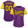 Custom Purple Gold Stripe Fashion Personalized Authentic Baseball Jersey BSBJ01-D017220