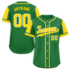 Custom Green Yellow Raglan Sleeves Personalized Authentic Baseball Jersey BSBJ01-D017191