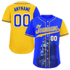 Custom Blue Yellow Skull Fashion Personalized Authentic Baseball Jersey BSBJ01-D017157