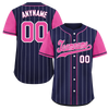 Custom Blue Pink Stripe Fashion Personalized Authentic Baseball Jersey BSBJ01-D017227