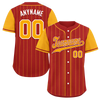 Custom Red Yellow Stripe Fashion Personalized Authentic Baseball Jersey BSBJ01-D017221