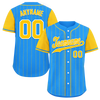 Custom Blue Yellow Stripe Fashion Personalized Authentic Baseball Jersey BSBJ01-D017212