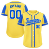 Custom Yellow Blue Raglan Sleeves Personalized Authentic Baseball Jersey BSBJ01-D017205