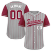 Custom Gray Red Stripe Fashion Personalized Authentic Baseball Jersey BSBJ01-D017260