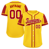 Custom Yellow Red Raglan Sleeves Personalized Authentic Baseball Jersey BSBJ01-D017203