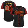 Custom Black Red Raglan Sleeves Personalized Authentic Baseball Jersey BSBJ01-D017176