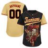 Custom Black Yellow Skull Fashion Personalized Authentic Baseball Jersey BSBJ01-D017142