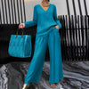 Solid Color Long Sleeve Top & Pants Two-Piece Travel Set by FitiqueFit