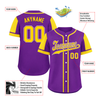 Custom Purple Yellow Raglan Sleeves Personalized Authentic Baseball Jersey BSBJ01-D017172