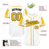 Custom White Gold Raglan Sleeves Personalized Authentic Baseball Jersey BSBJ01-D017165