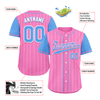 Custom Pink Blue Stripe Fashion Personalized Authentic Baseball Jersey BSBJ01-D017229