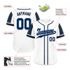 Custom White Blue Raglan Sleeves Personalized Authentic Baseball Jersey BSBJ01-D017164