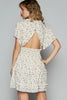 New Summer Cutout Back Frill Floral V-Neck Short Sleeve Mini Dress For Women Fluttering, Chic, Feminine, and Playful Dress with Floral Print and Back Cutout for a Flirty and Elegant Look by Stevvex