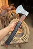 Heavy Duty Damascus Camp Axe with Leather Wrap Handle and Sheath, Hand-Forged Bushcraft Axe | JW SteelCrafts by JW SteelCrafts