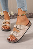 Camel Embroidered Trim Retro Buckle Faux Suede Slippers by Wild and Free Boutique