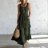 Women's Cotton Linen Sleeveless Loose Maxi Dress by FitiqueFit