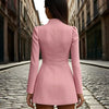 Women’s Stand Collar Blazer Dress – Slim Fit Formal Short Outfit by FitiqueFit