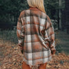 Women's Notch Lapel Check Print Long Sleeve Shirt by FitiqueFit