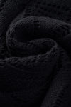 Khaki Hollow-out Openwork Knit Cardigan