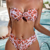 Bikini Sensual Bandeau Bow Tie 2 Piece Bikini Swimsuit for Women – Trendy High Stretch Printed Bikini Set with Flattering Bandeau Top and Classic Bottoms – Fashionable Swimwear for Poolside Lounging Beach Vacations and Summer Style Statements by Stevvex