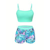 Printed High‑Waist Slimming Bikini Three‑Piece Set by FitiqueFit