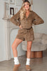 Parchment Zip Up Hoodie Drawstring Shorts Sherpa 2pcs Outfit by Wild and Free Boutique