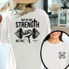 "Not by My Strength" Vintage T-Shirt - Faith & Fitness Double-Sided Graphic Tee by Dog Mom Hat
