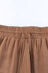 Black Drawstring Elastic Waist Casual Wide Leg Pants
