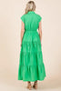 New Button Up Collared Tiered Maxi Shirt Dress For Women – Fluttering, Elegant, Trendy and Versatile for Any Occasion by Stevvex