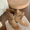 Autumn Western Pleated Short Cowhide Leather Boots for Women by FitiqueFit