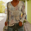 Women's Ethnic Print V-Neck Long-Sleeve Pullover Top by FitiqueFit